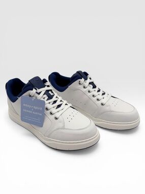Easy Spirit Dilli Court Sneakers Pickleball Leather Lace Up White Blue 10 NEW
